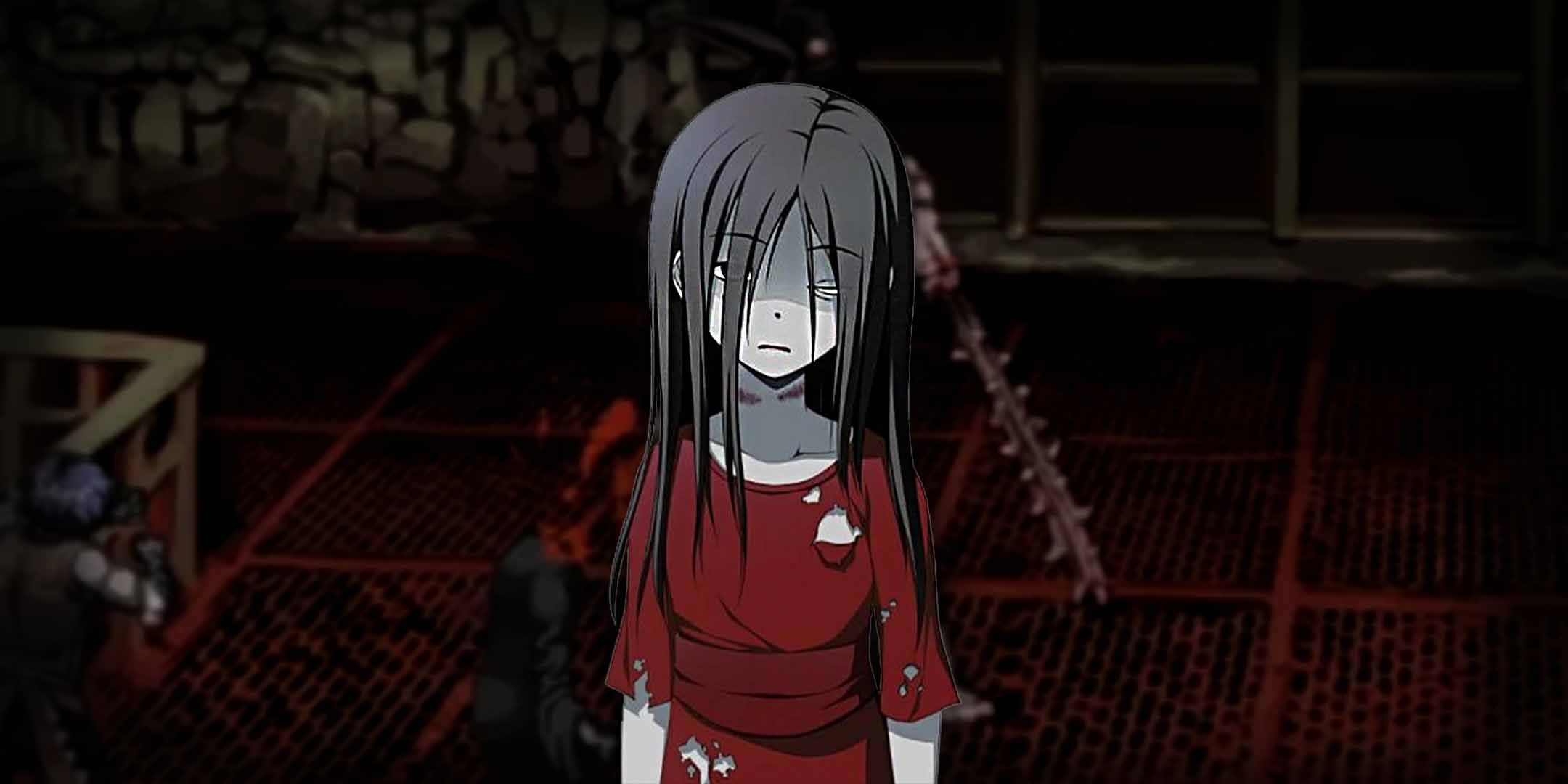 Creepy girl from Corpse Party staring at camera
