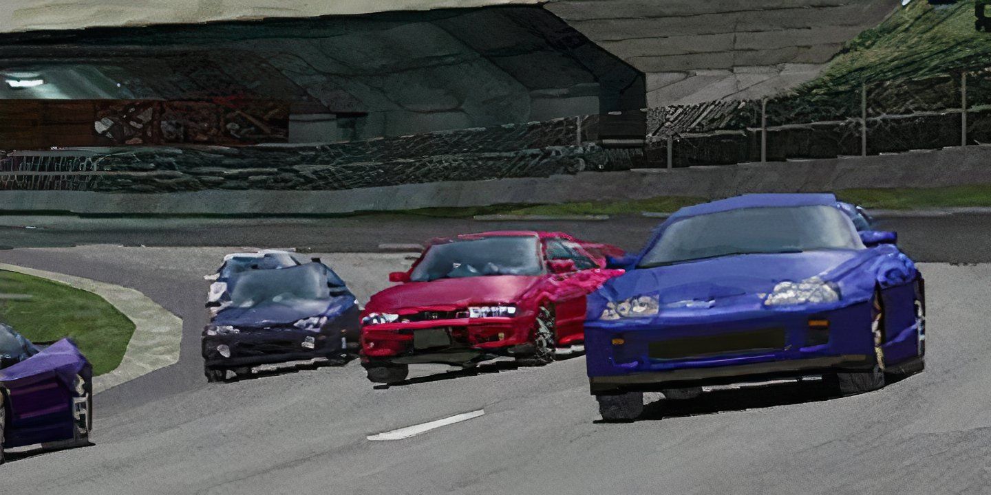 Multiple cars on a racetrack in Gran Turismo