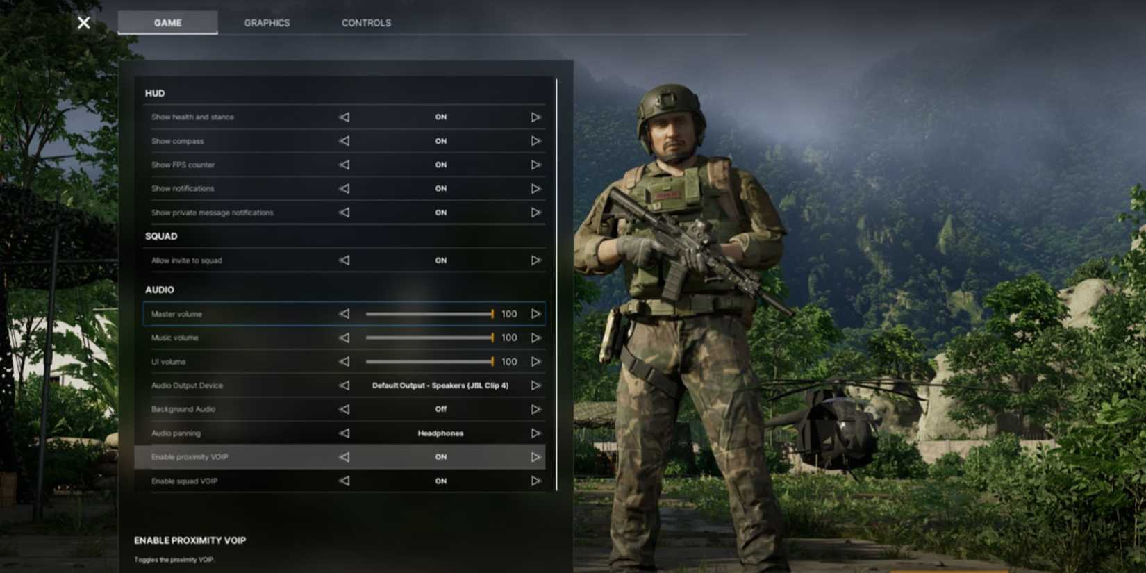 Gray Zone Warfare audio settings