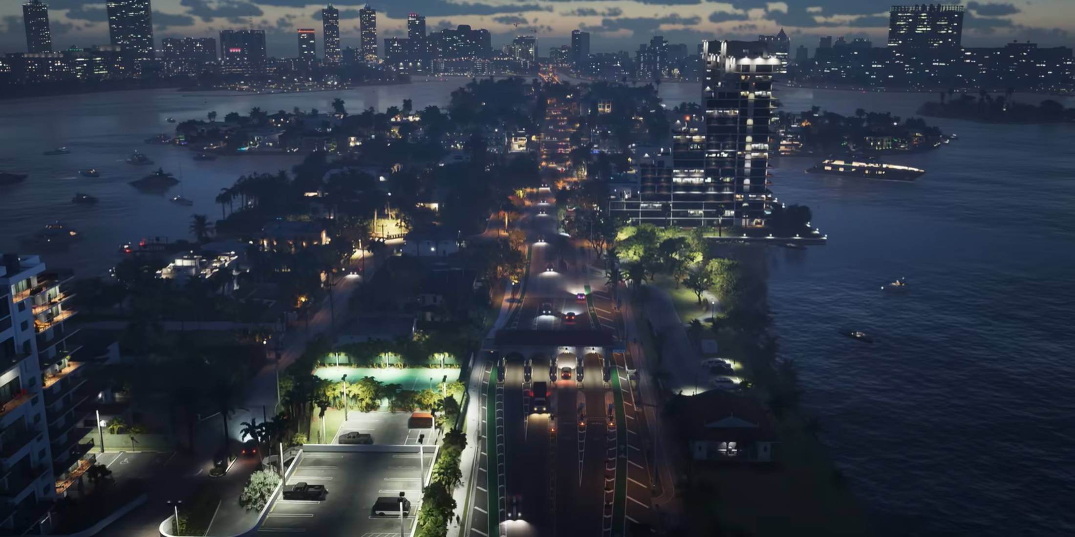 Vice City at night as seen in the Grand Theft Auto 5 trailer