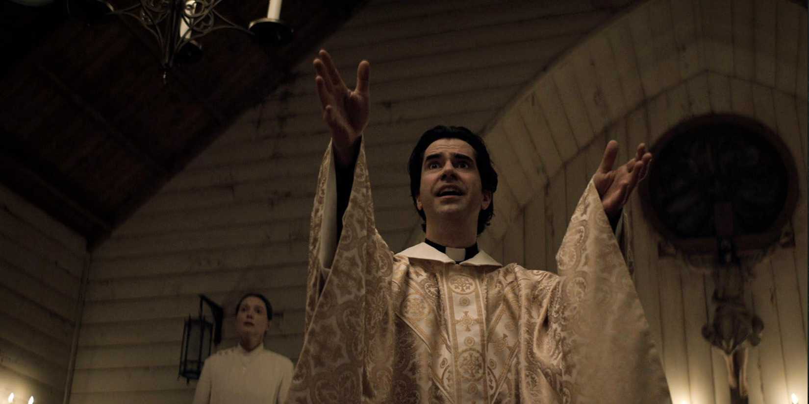 Hamish Linklater and Samantha Sloyan in Midnight Mass episode Book VI- Acts of the Apostles