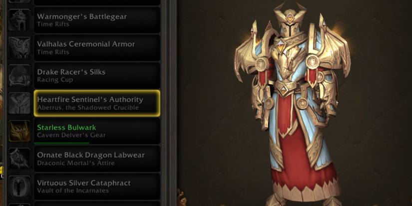 World of Warcraft blood elf wearing the Heartfire Sentinel's Authority transmog