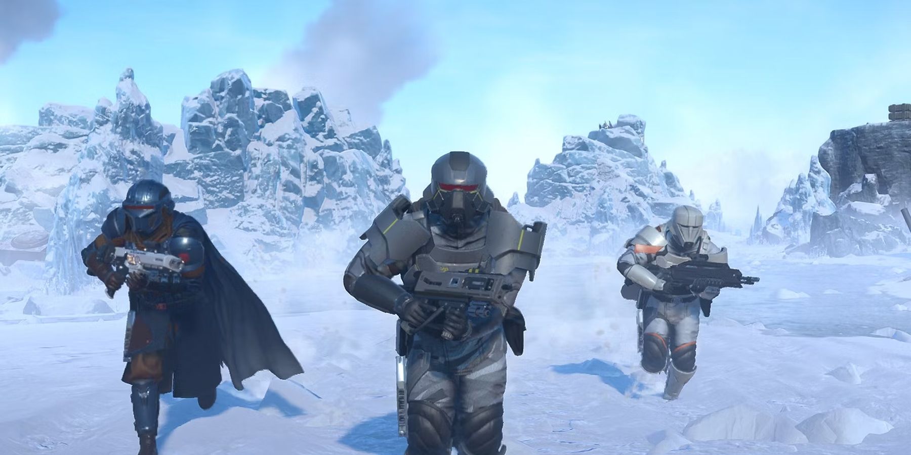 helldivers 2 soldiers running snow