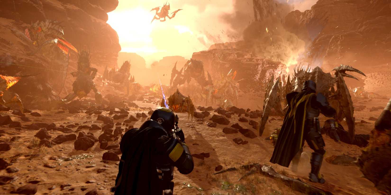 helldivers 2 squad fighting terminids