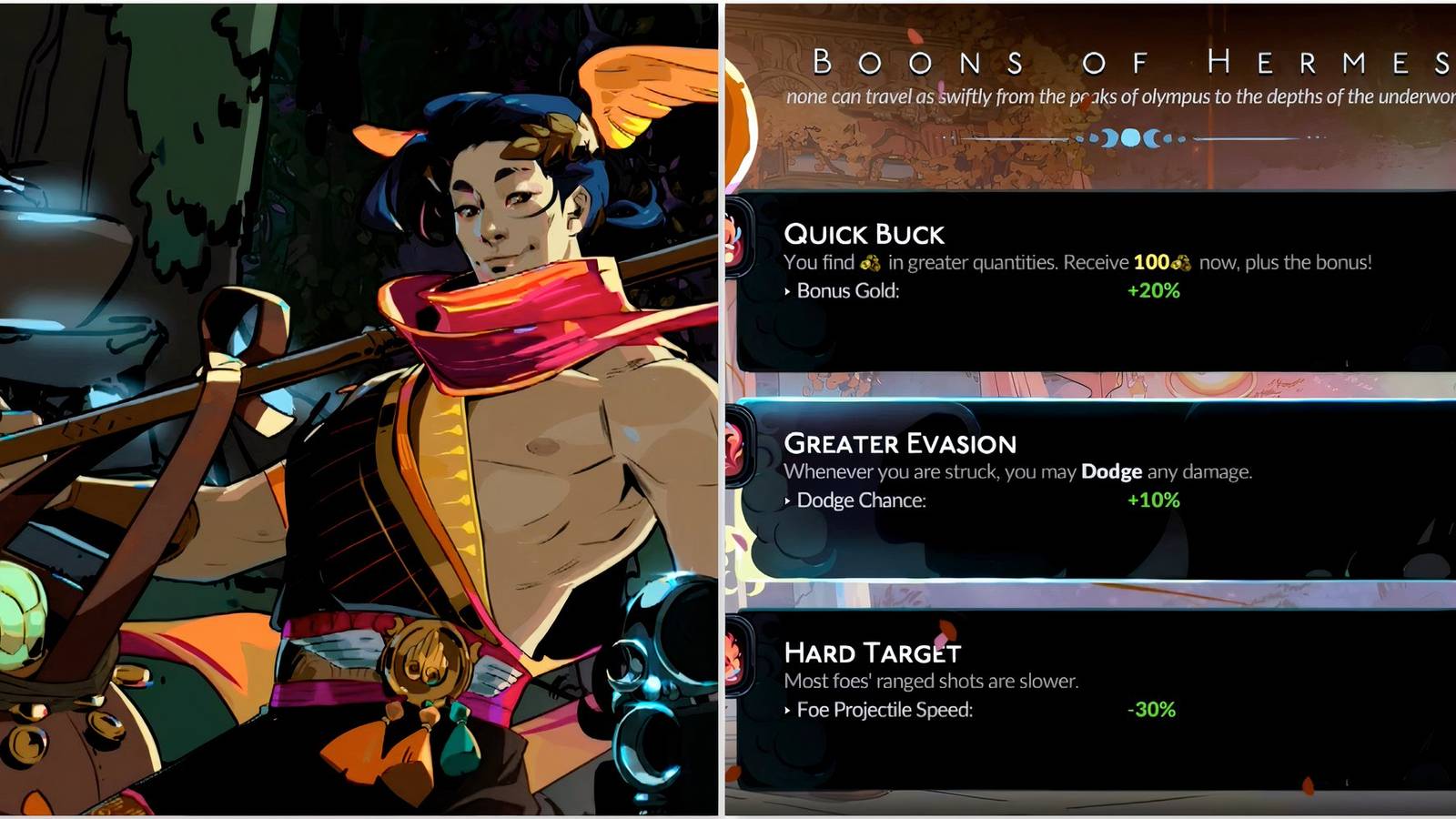 Hermes and Greater Evasion boon in Hades 2