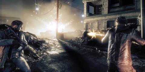 Resistance fighters battling in the streets