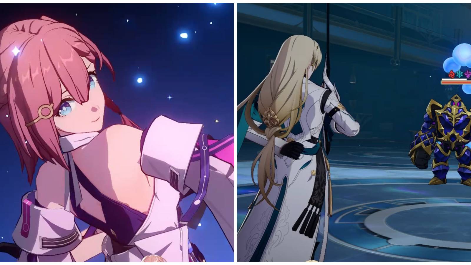Split image of the character Asta and Luocha in battle in Honkai Star Rail