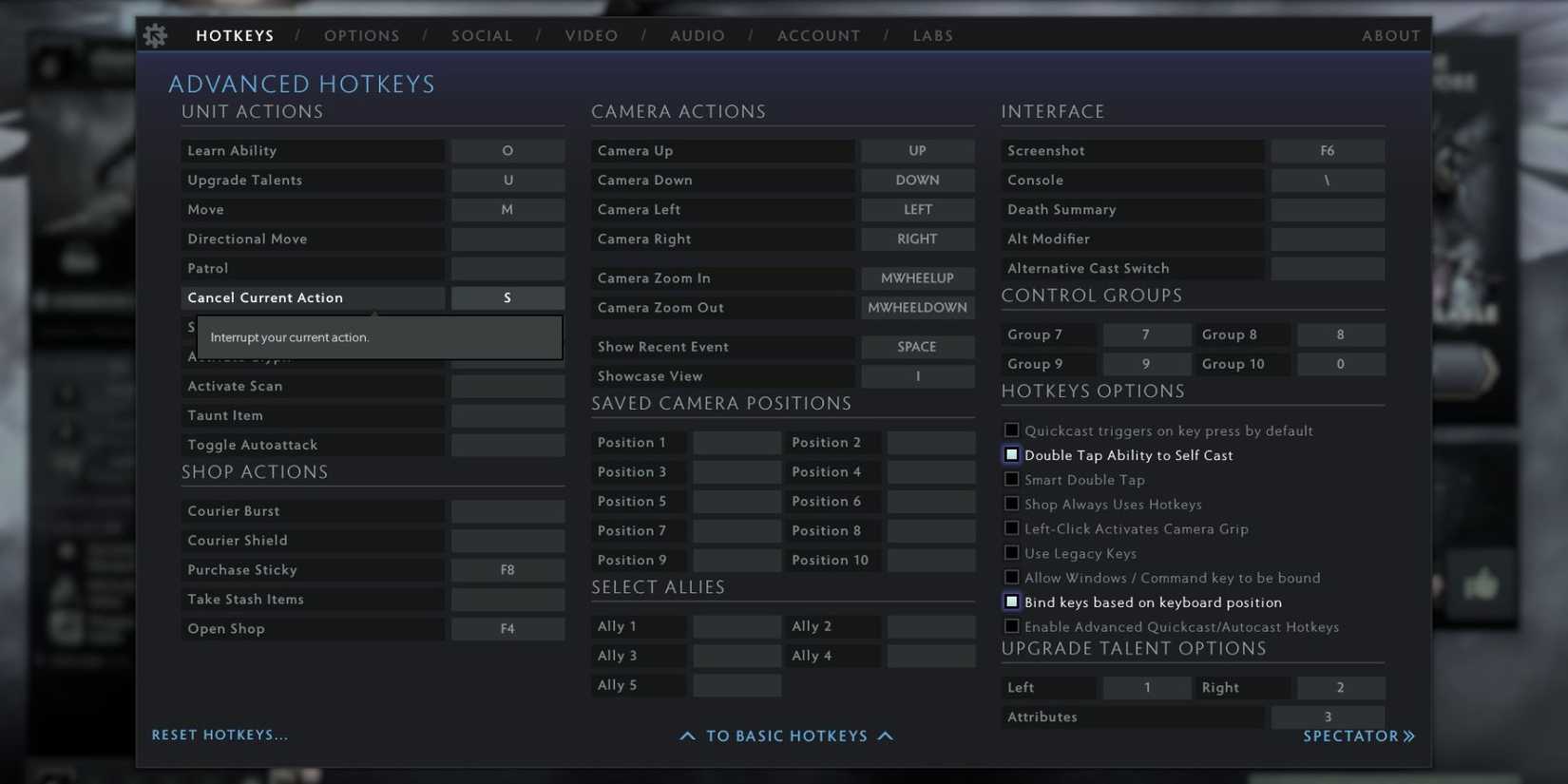 Cancel Attacks Hotkey in Dota 2