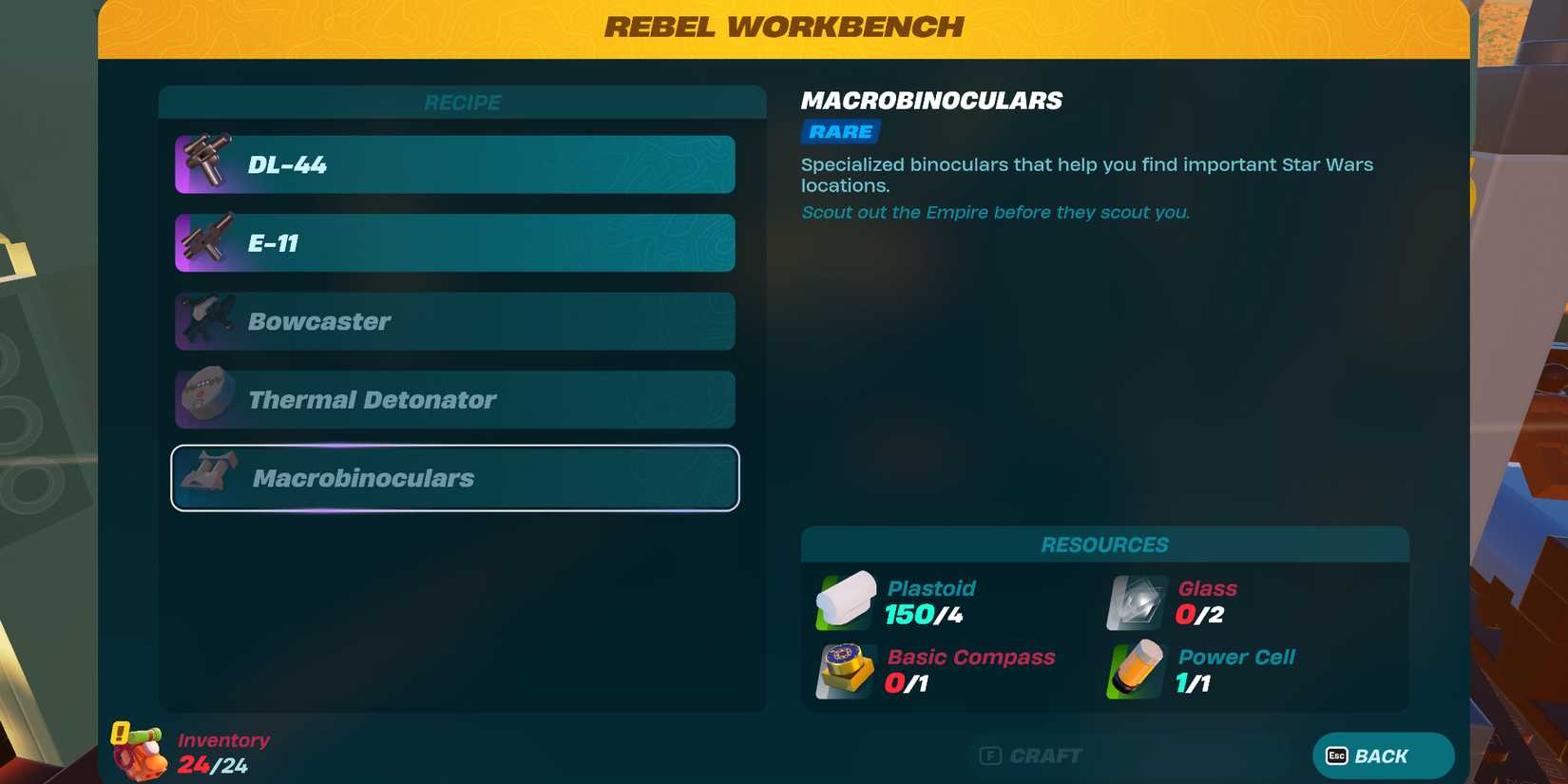 how to craft Macrobinoculars in LEGO Fortnite 