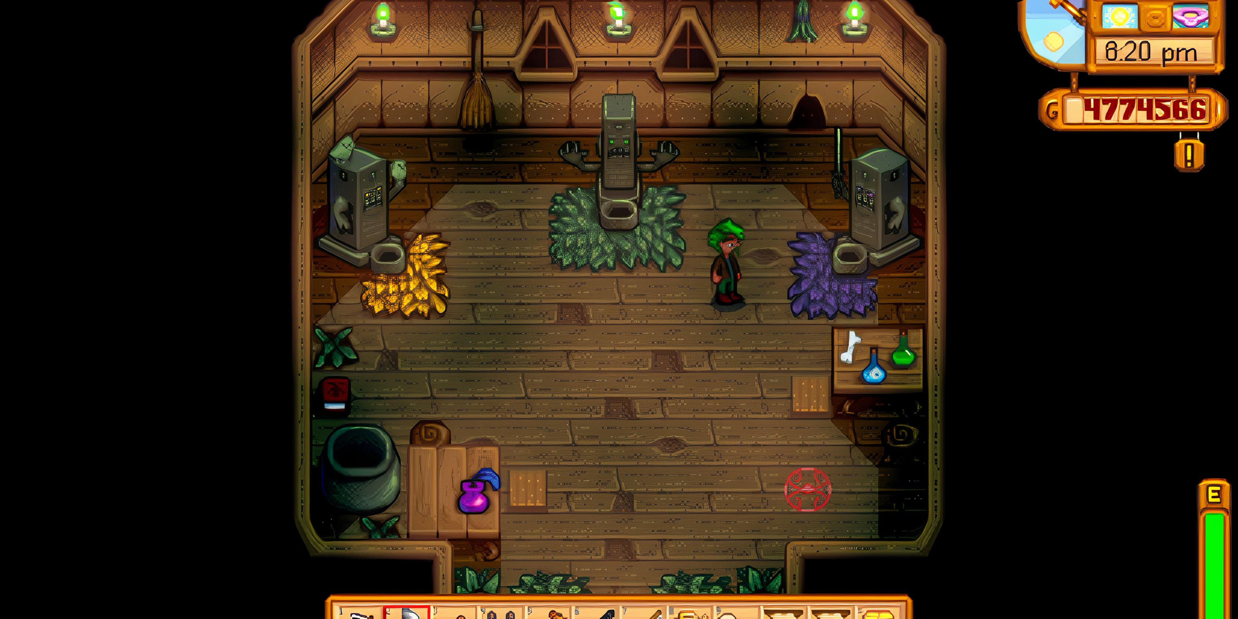 A character standing in a Witch's hut in Stardew Valley