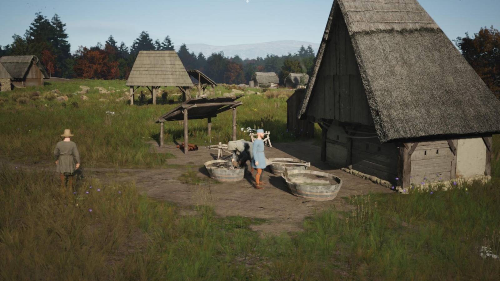 A tannery producing leather in Manor Lords