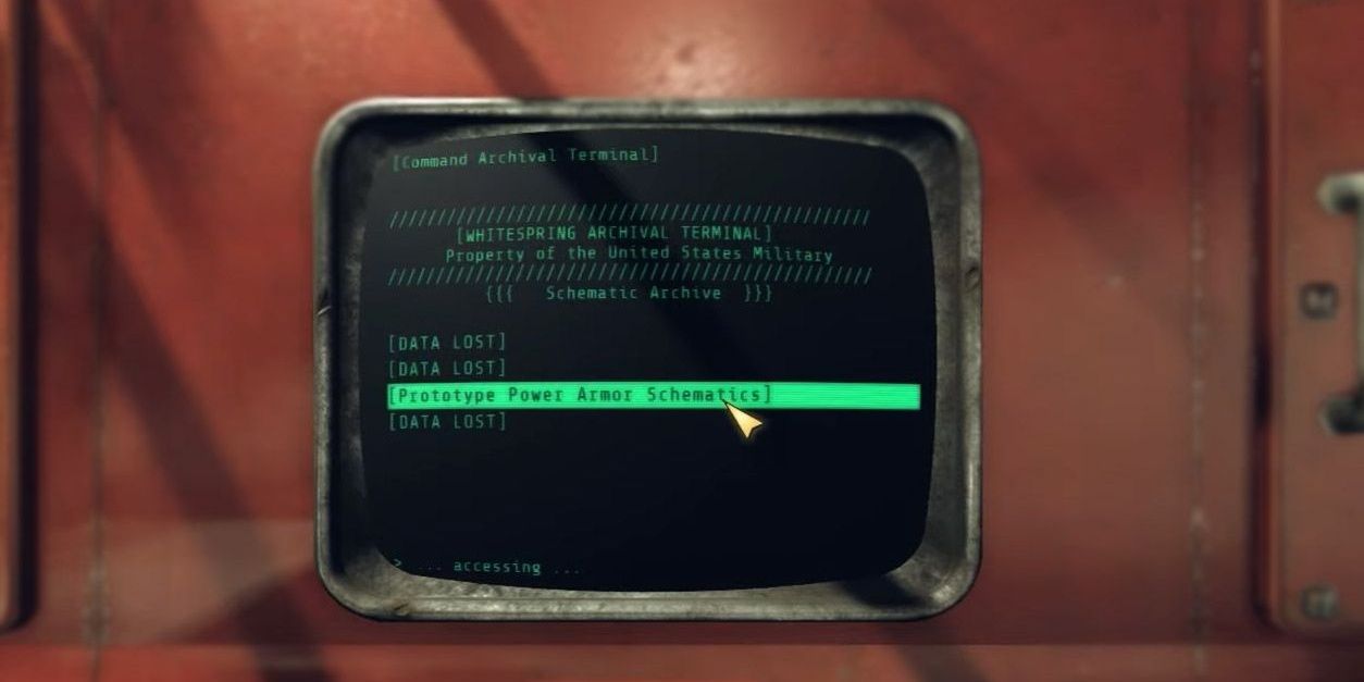 image showing the x0-1 power armor plan at the enclave bunker