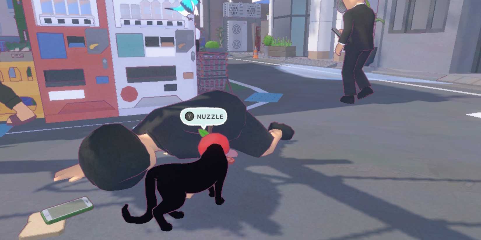 humans with phones little kitty big city