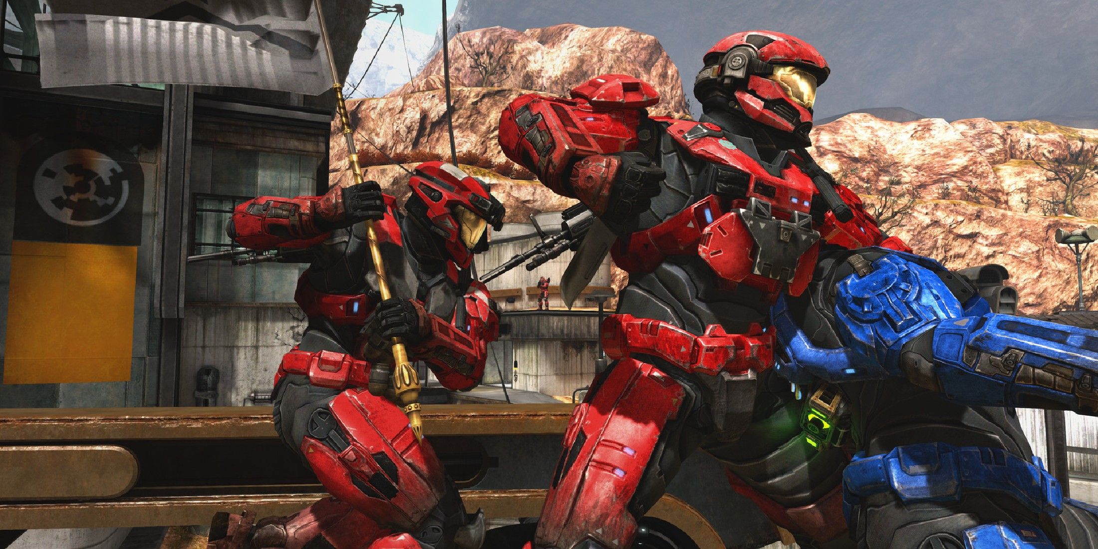 halo reach multiplayer capture the flag red team stealing flag and attacking blue team