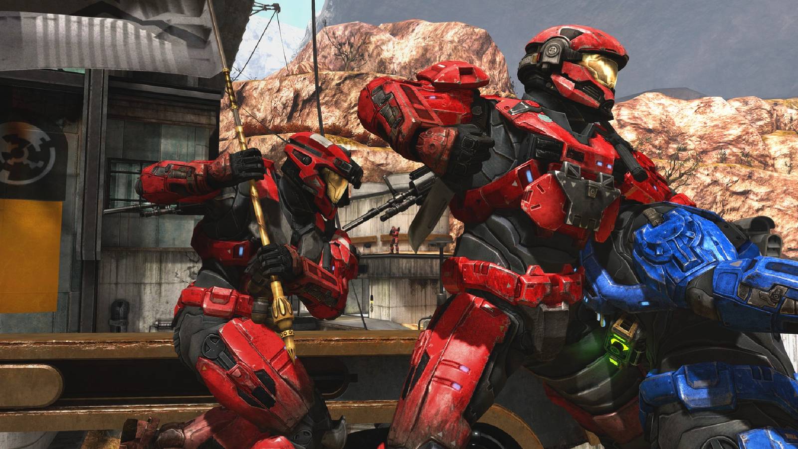 halo reach multiplayer capture the flag red team stealing flag and attacking blue team