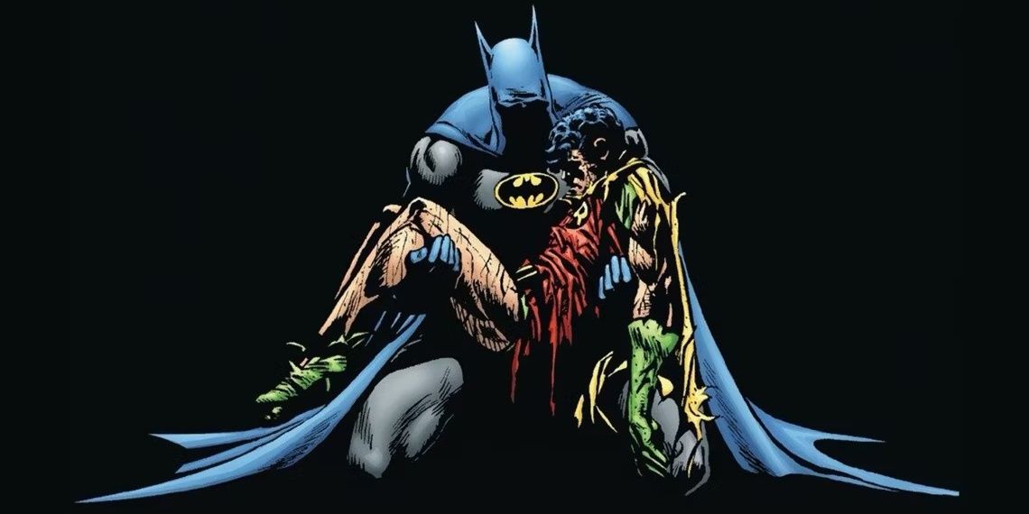 Batman holding Jason Todd in Batman #428 - A Death in the Family