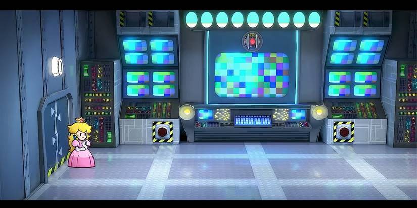 Image of Peach and the computer TEC in Paper Mario TTYD