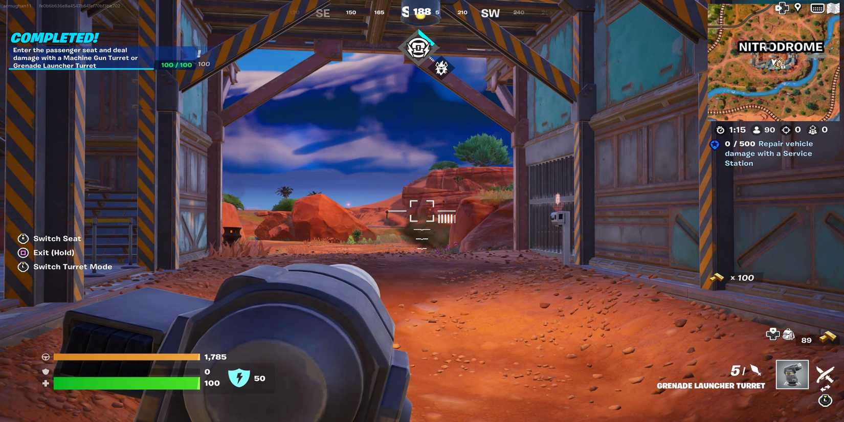 fortnite explosive damage vehicle grenade launcher turret