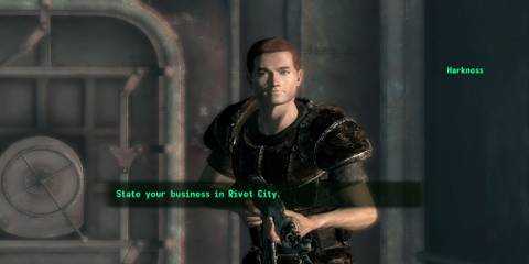 The synch head of security for Rivet City, Harkness Fallout 3 