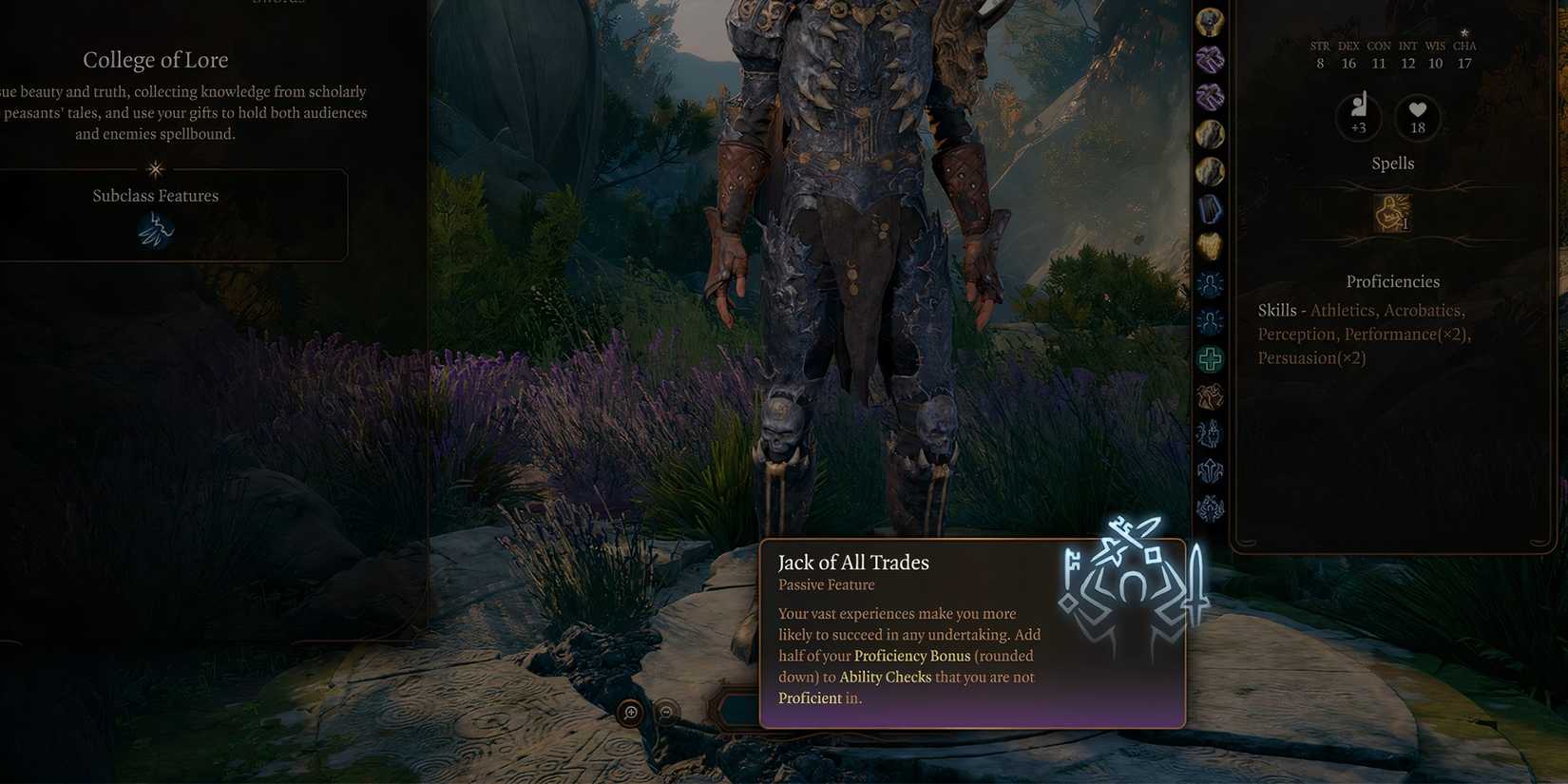 Baldur's Gate 3 Bard Feature Jack of All Trades