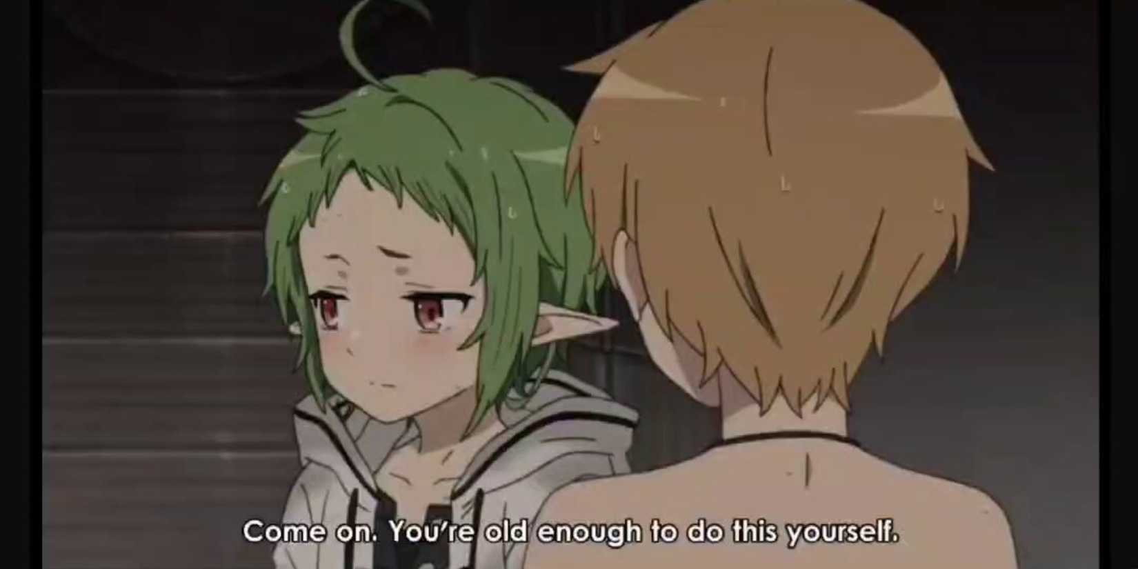 Rudeus Undressing Sylphie During Their Bath