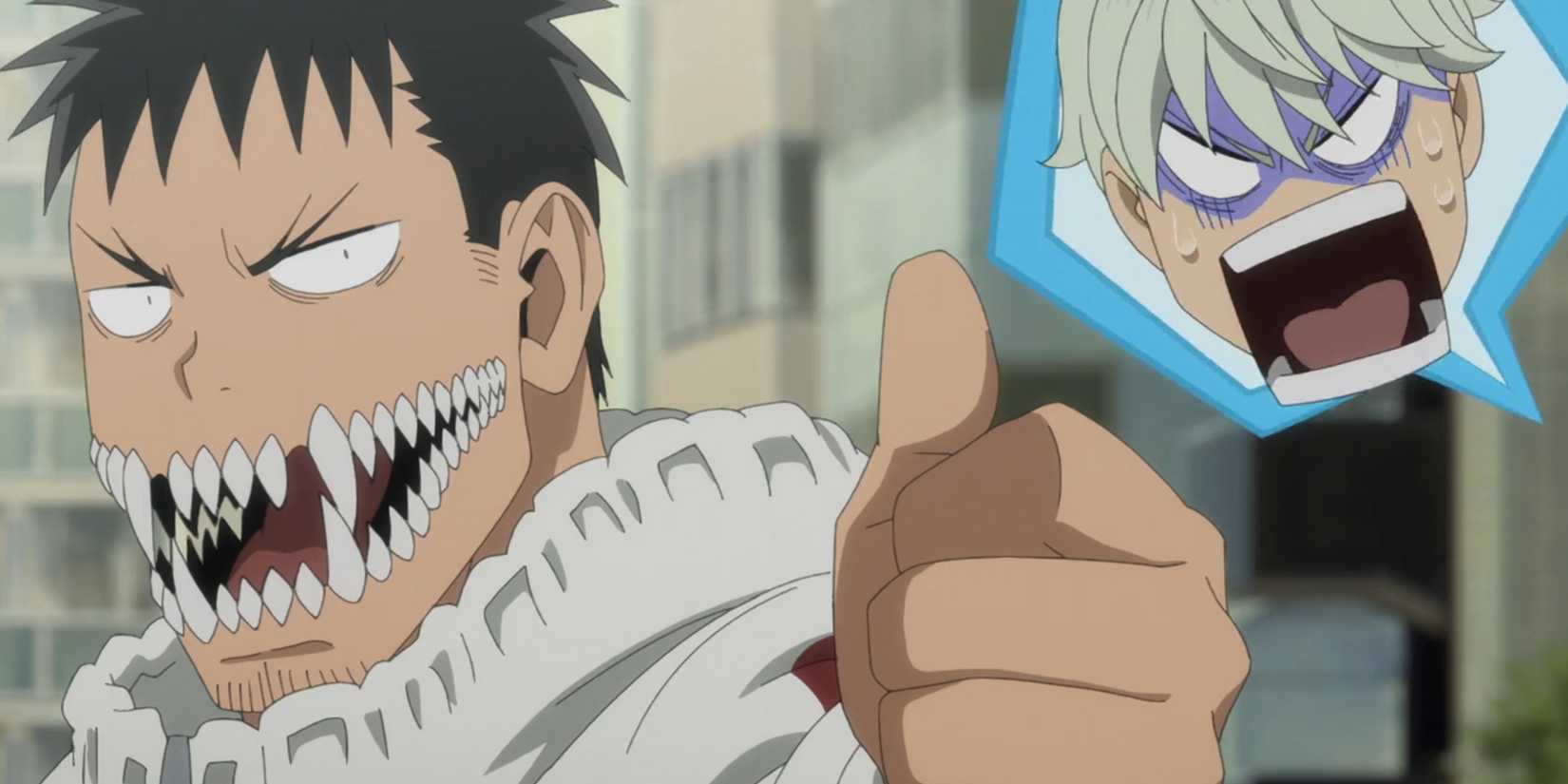 kaiju no 8 episode 2 kafka smiling with kaiju teeth
