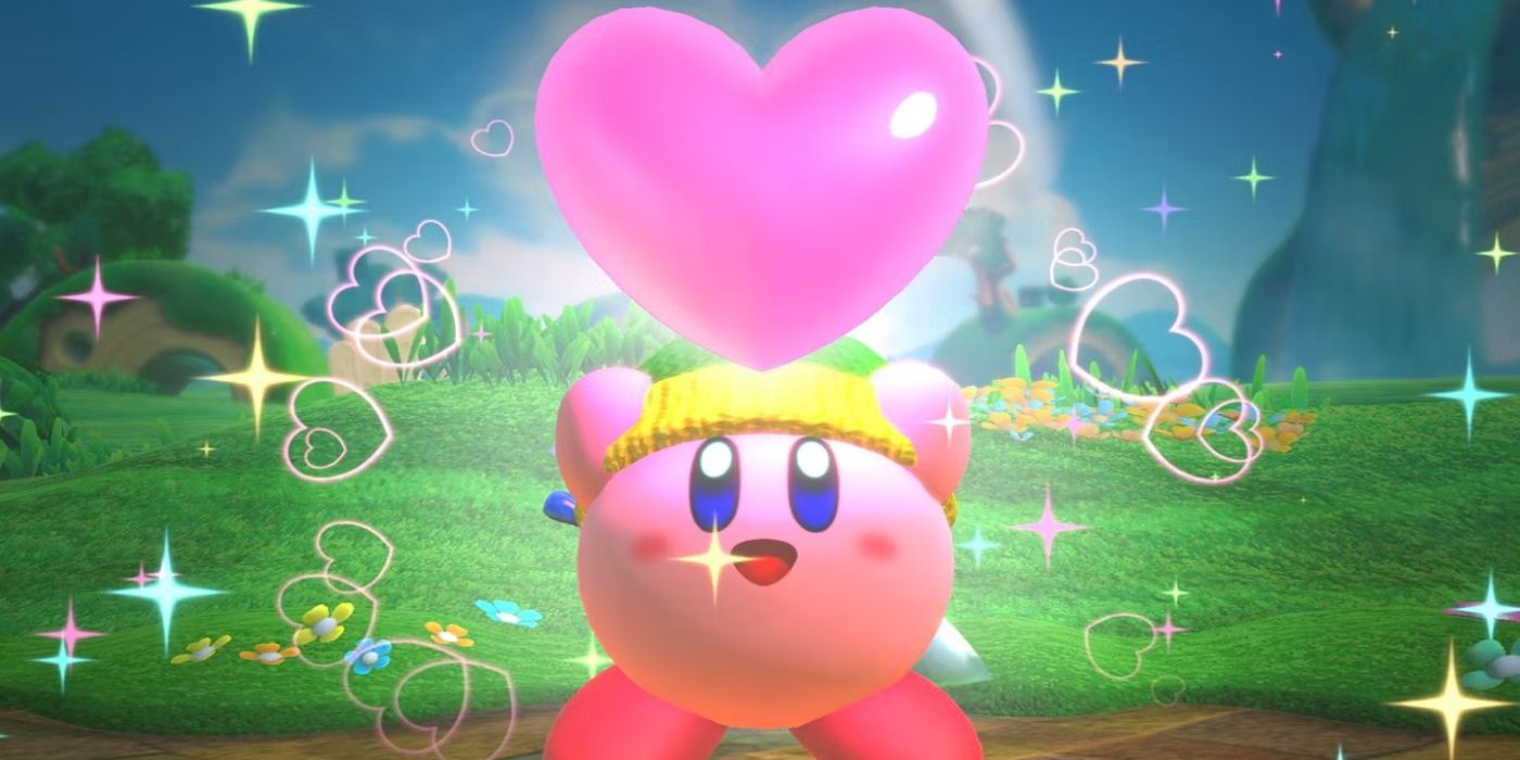 Kirby holding up a heart, Kirby Star Allies