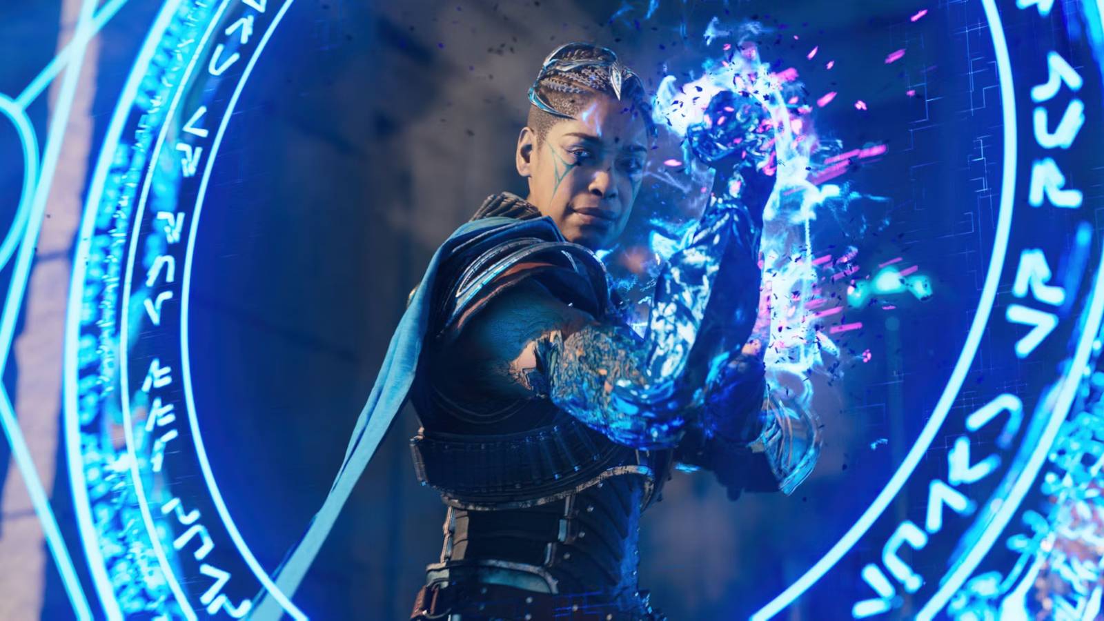 Kirkan from Immortals of Aveum casting a shield spell