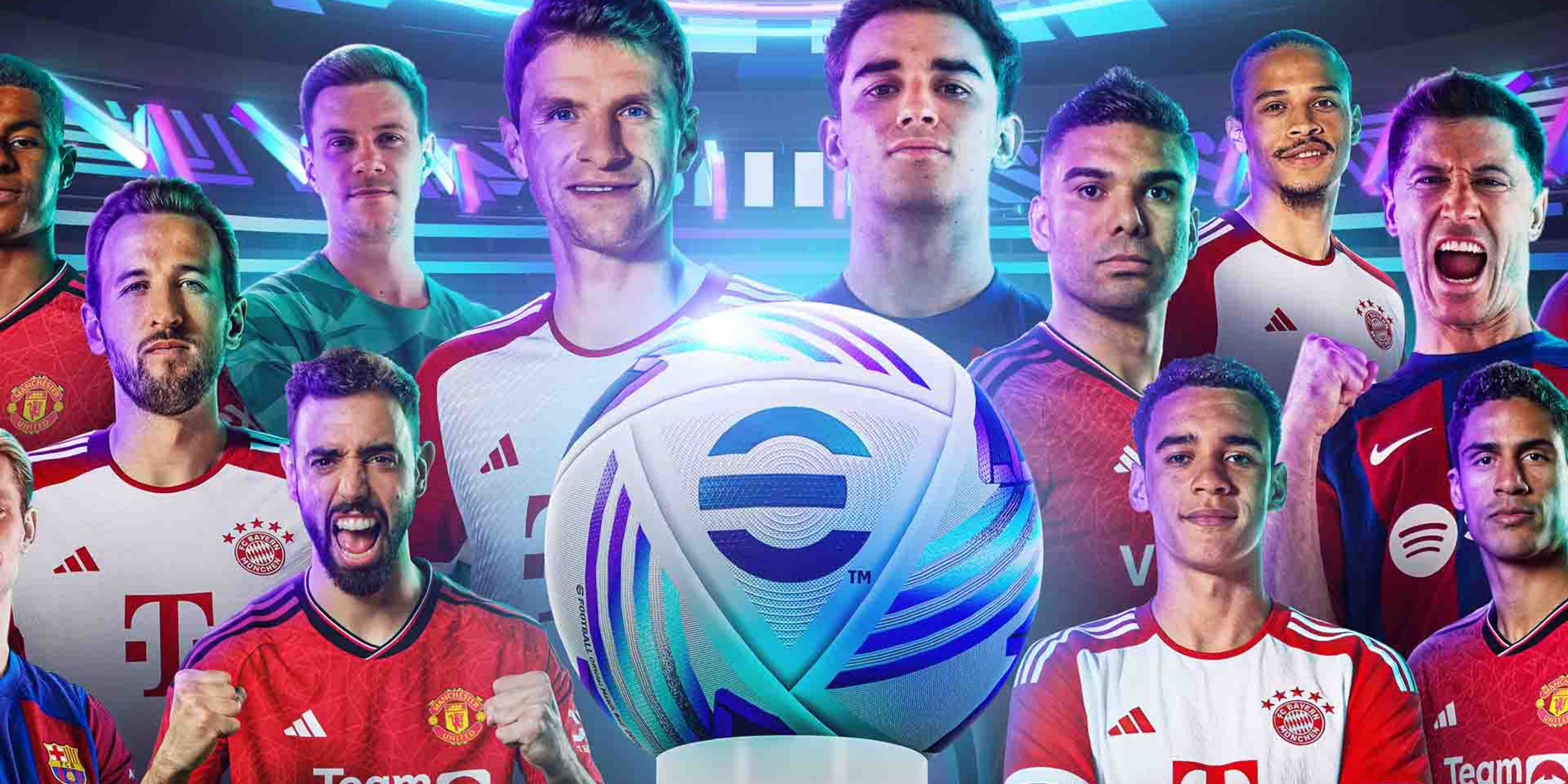 Konami eFootball logo and players