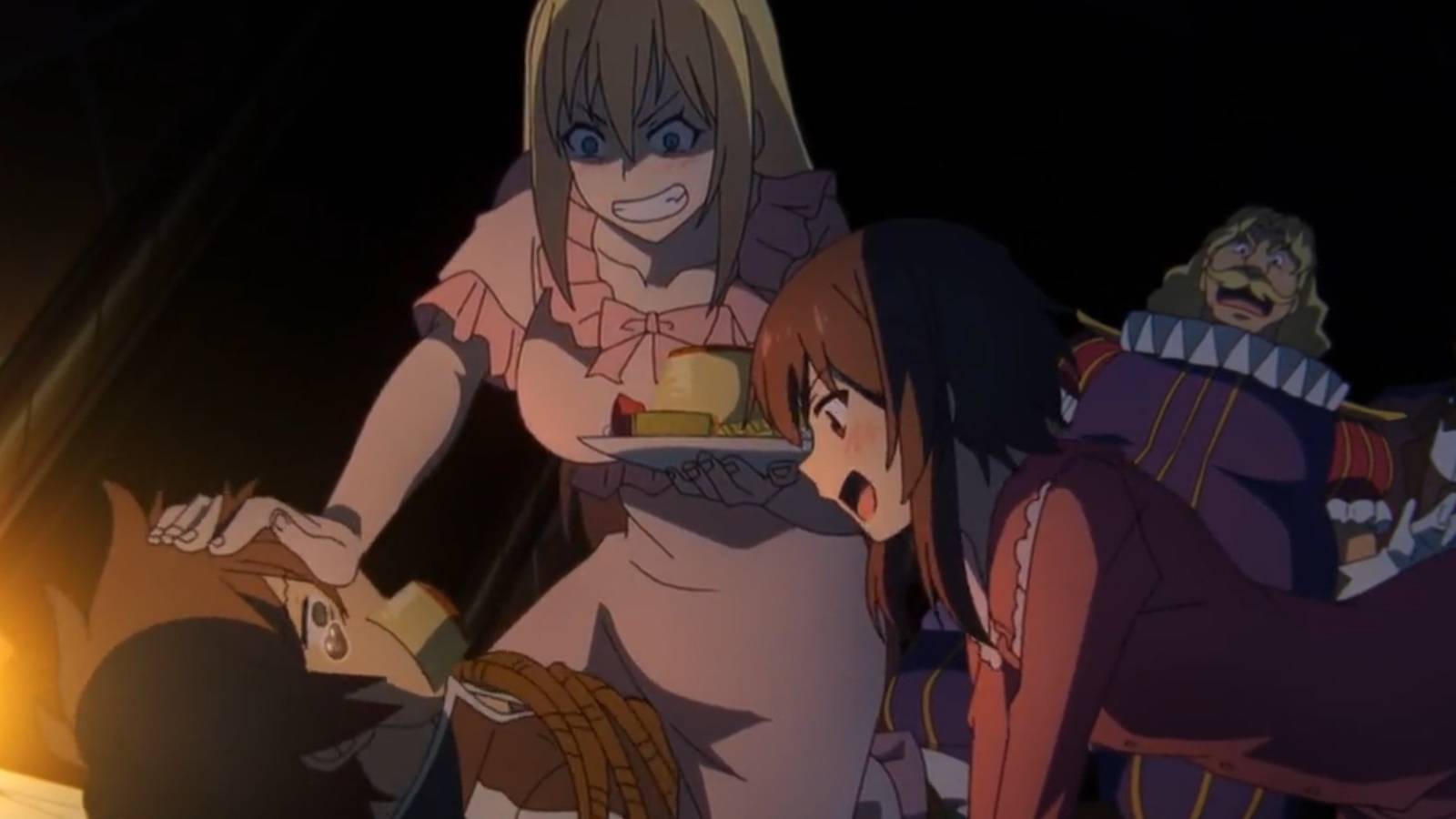 KonoSuba S3 E4 Darkness and Megumin torturing Kazuma