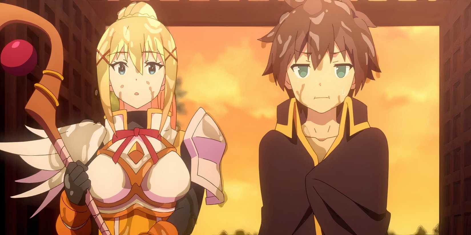 KonoSuba S3 E8 Kazuma and Darkness covered in slime