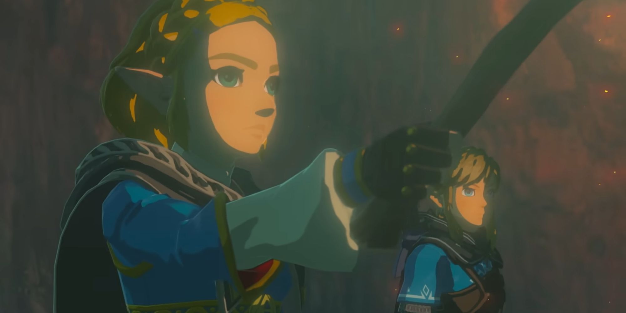 Link and Zelda find Ganondorf in the reveal trailer for Tears of the Kingdom.
