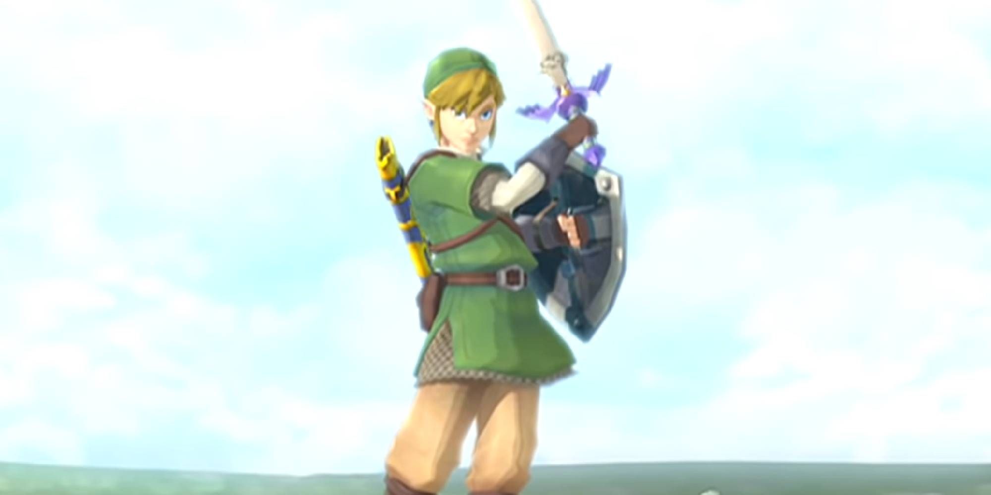 Link using his sword in the reveal trailer for Skyward Sword.