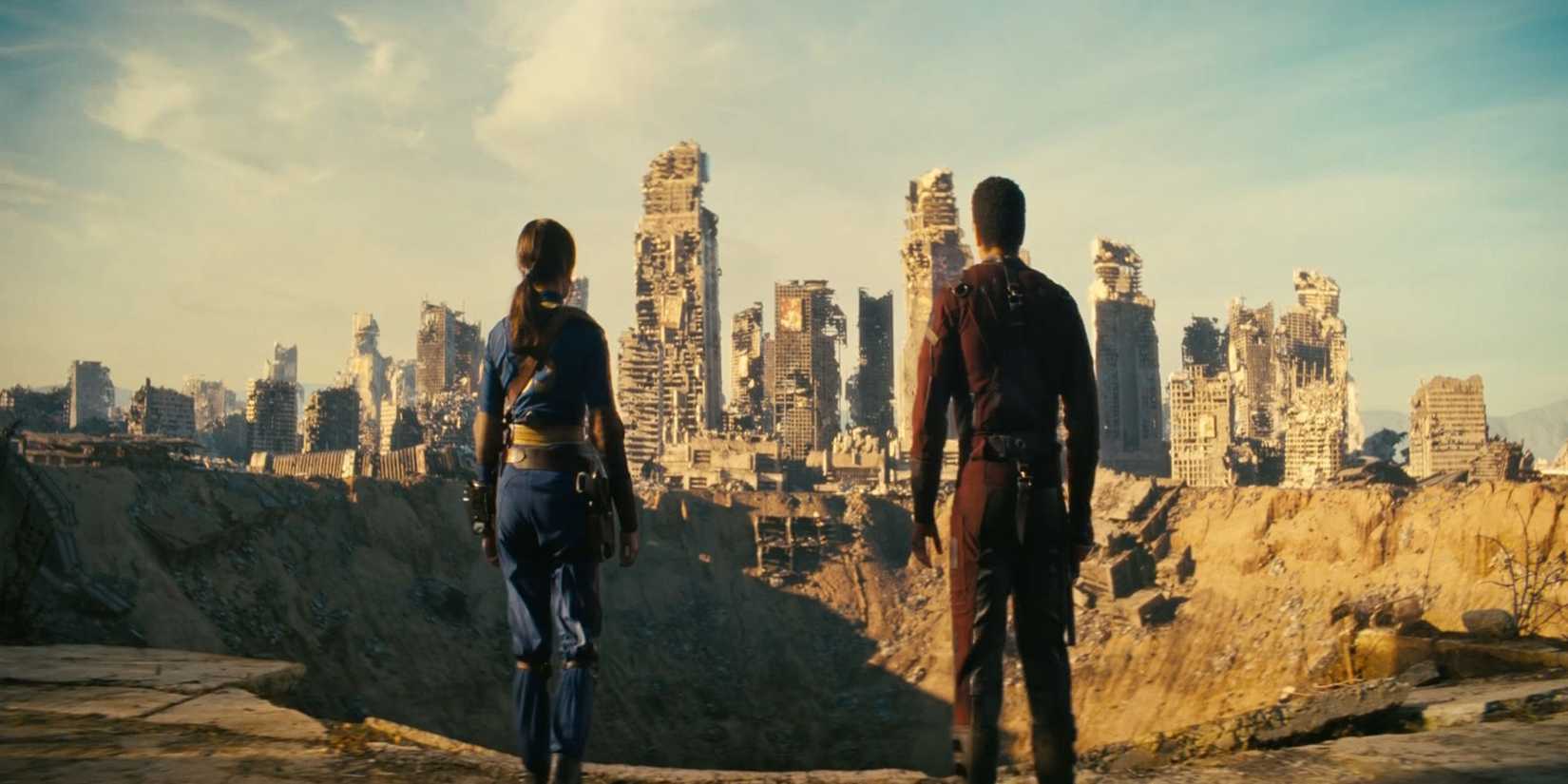 Lucy and Maximus looking at The New California Republic landscape in Fallout