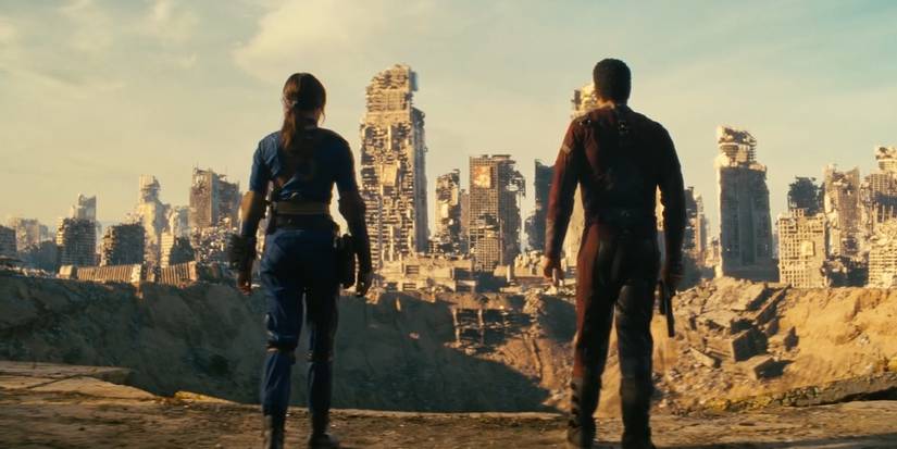 Lucy and Maximus stares at New California Republic in Fallout.