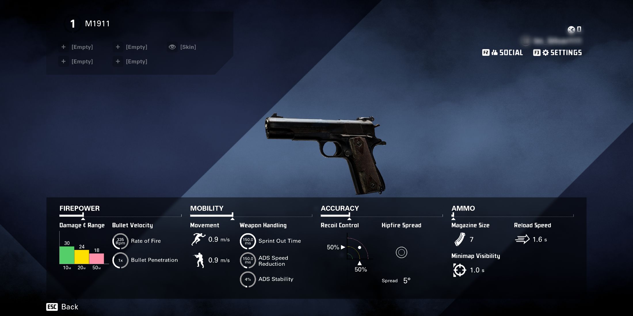 M1911 Stats in XDefiant 