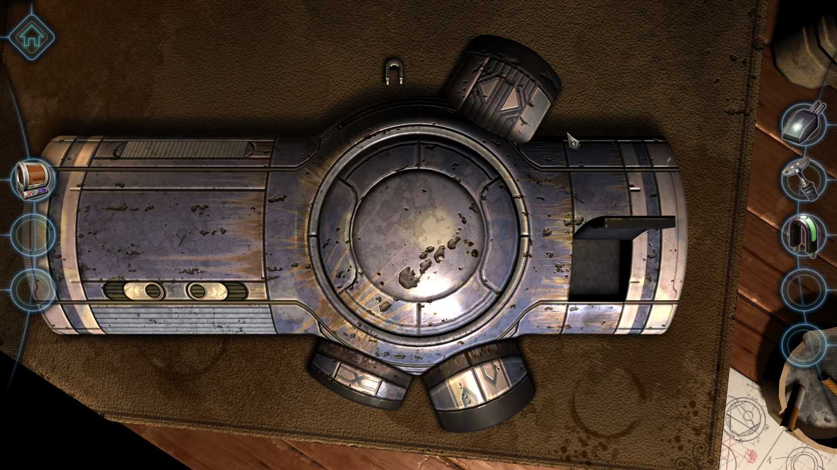 Image of the purple brace found at the top in Machinika Museum Chapter 2