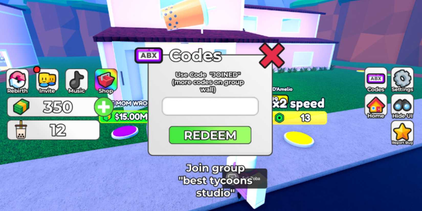 Make Boba and Prove Mom Wrong the codes tab