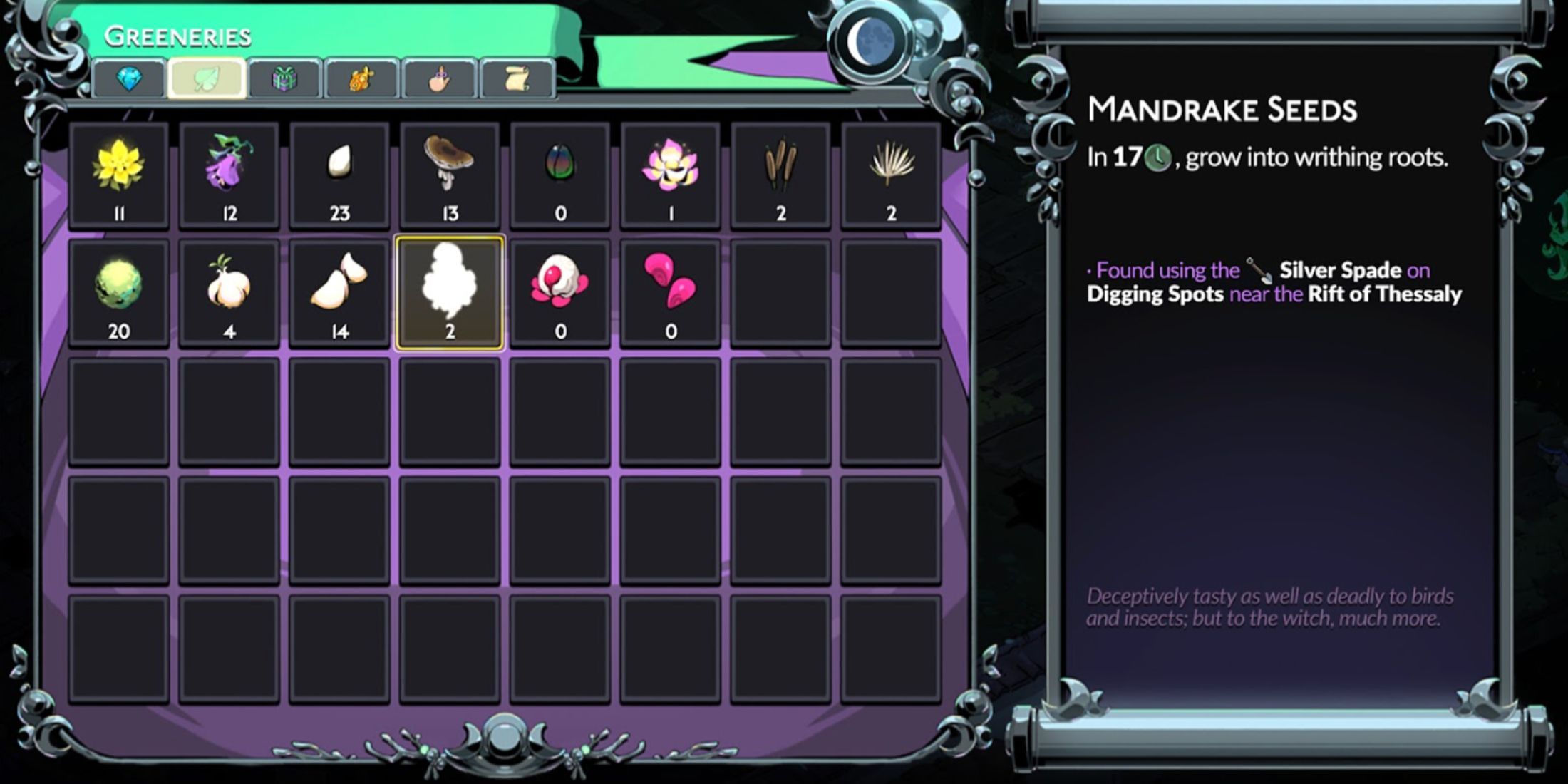 Mandrake seeds in Hades 2