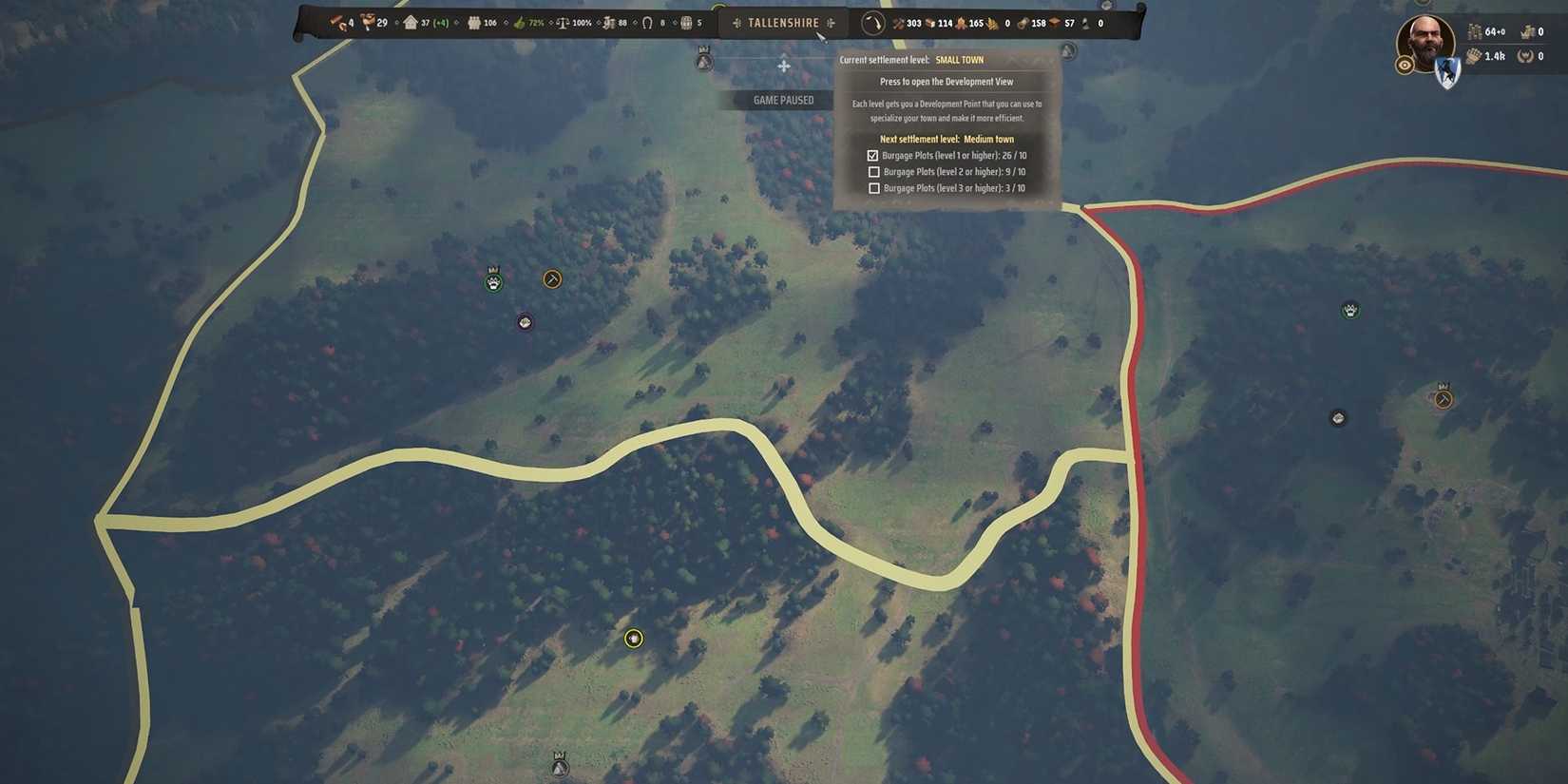 Showcasing how to check settlement upgrade requirements in Manor Lords