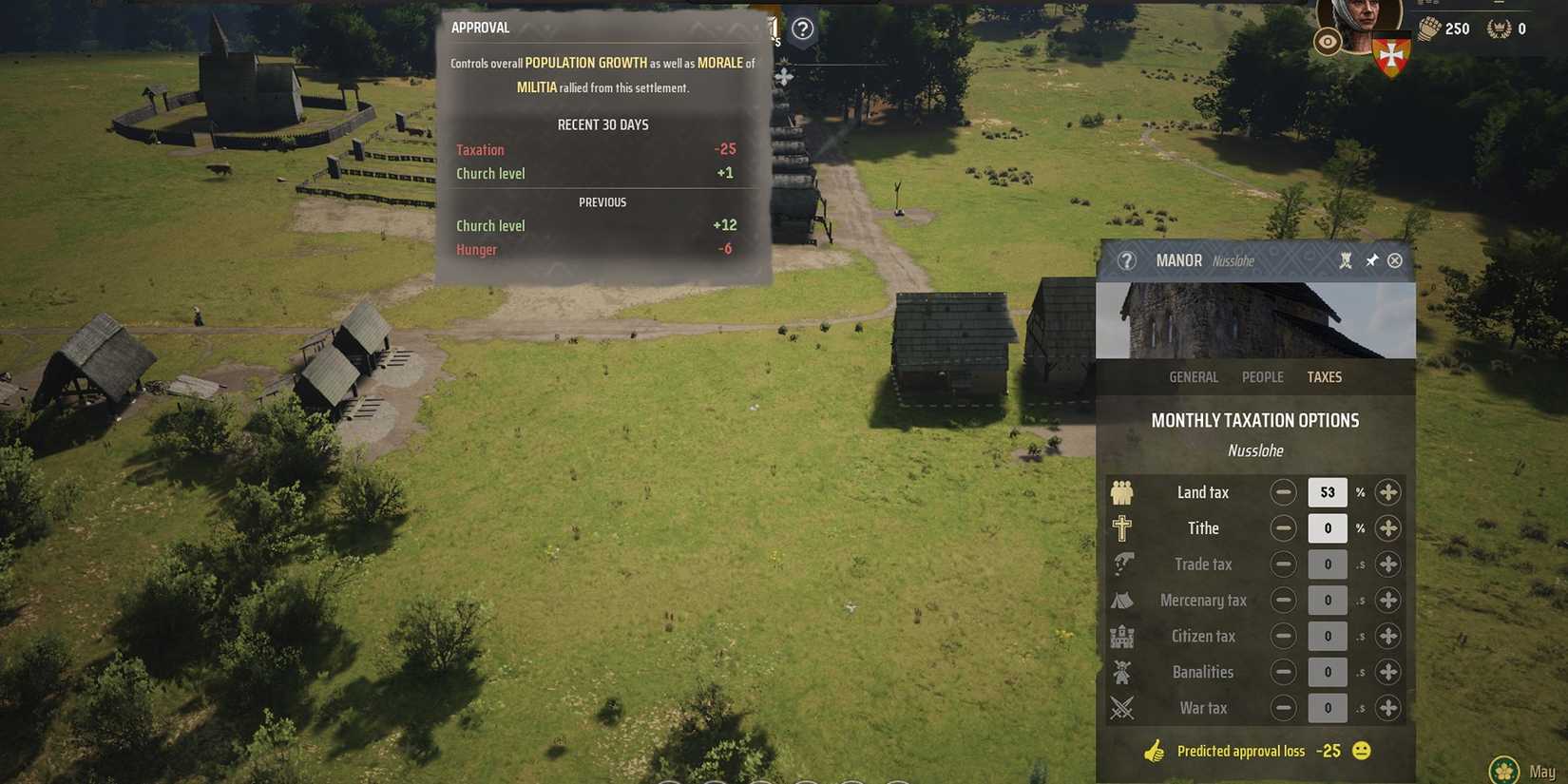 Increasing taxes in Manor Lords