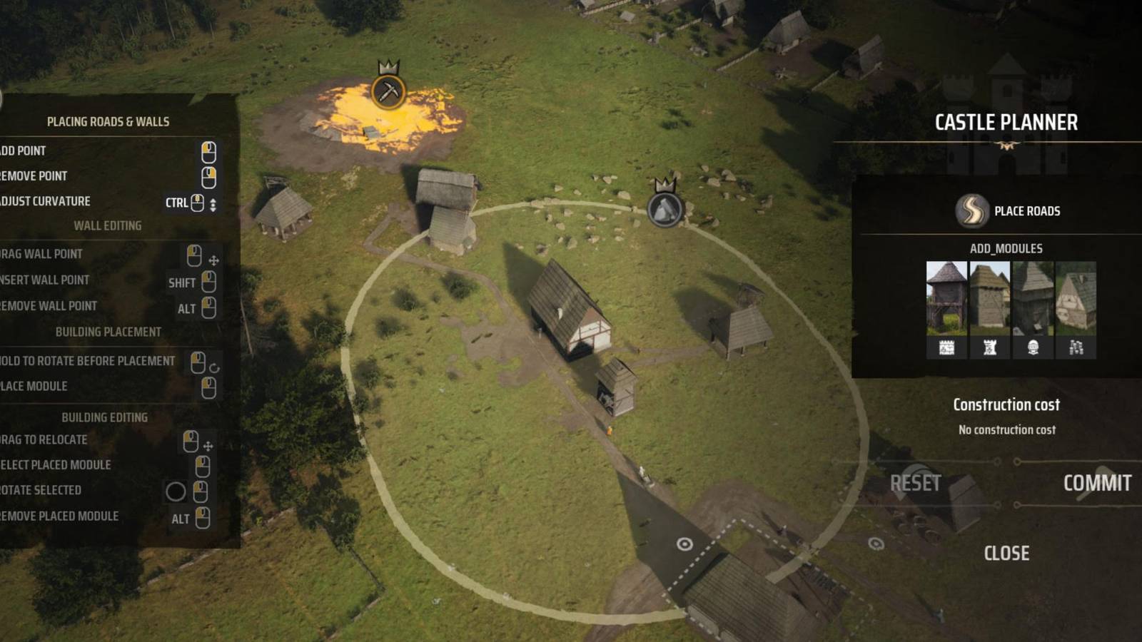 Castle Planner menu in Manor Lords