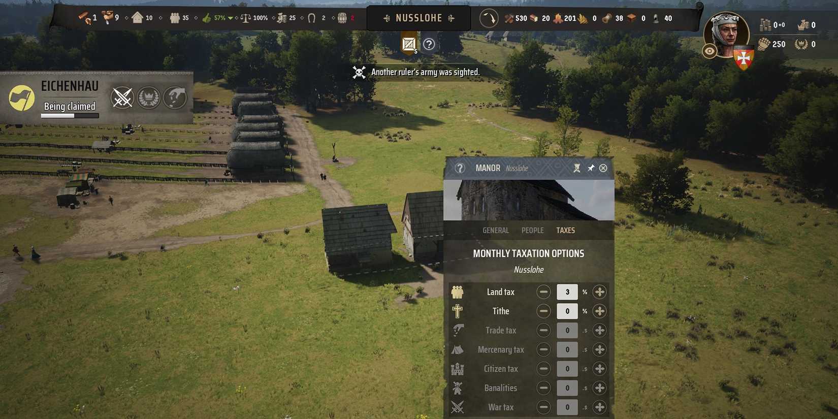 Adjusting tax rates in Manor Lords