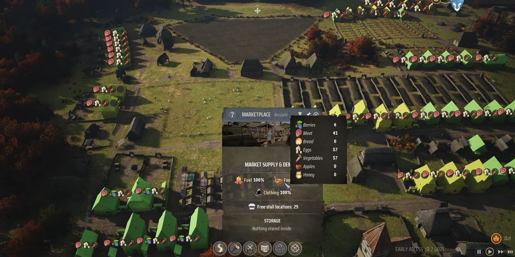 Image showcasing the reach of a marketplace within the settlement in Manor Lords