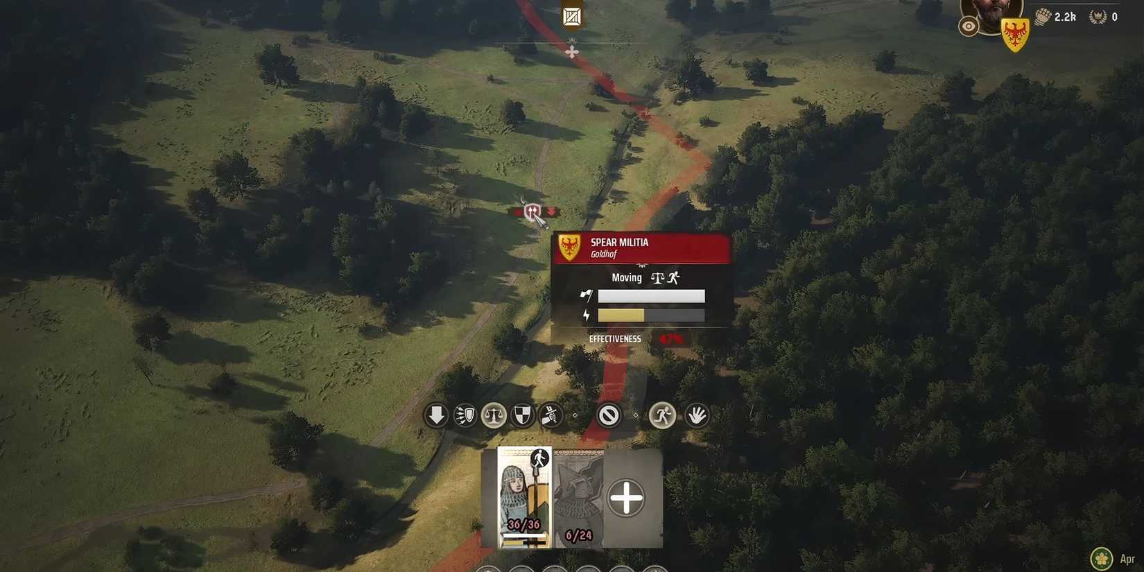 Showcasing effect of running on Troops in Manor Lords