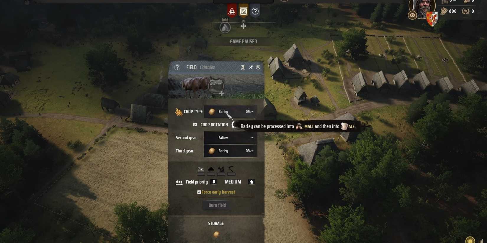 Choosing barley to sow in Manor Lords