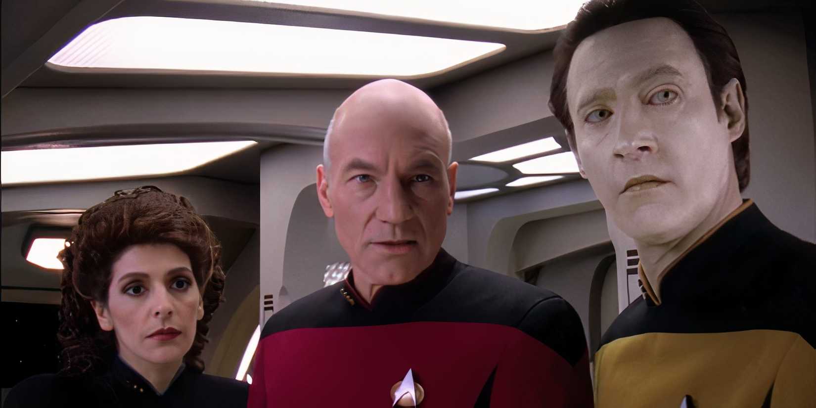 Marina Sirtis Brent Spiner Patrick Stewart in Star Trek The Next Generation Timescape