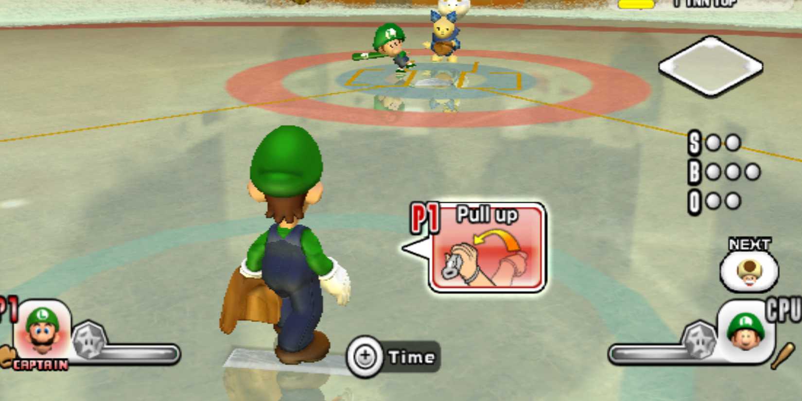 mario super sluggers match luigi pitching