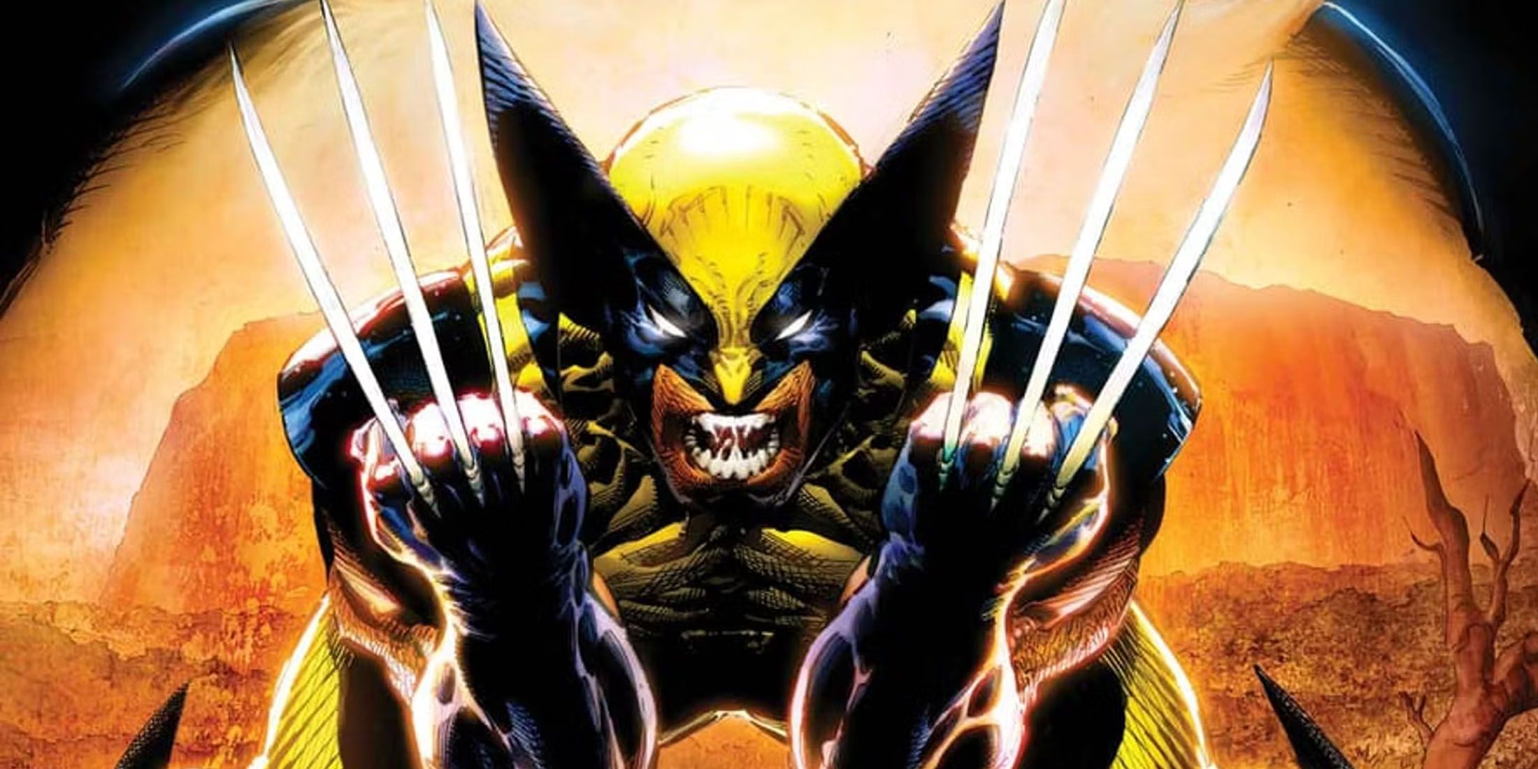 An image of Wolverine extending his claws in his classic yellow and blue costume.