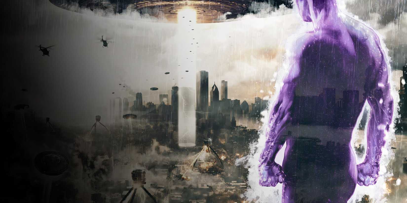 The Offspring overlooking a destroyed city